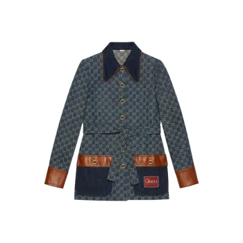 GUCCI Demin Denim Jacket Women's Dark Blue