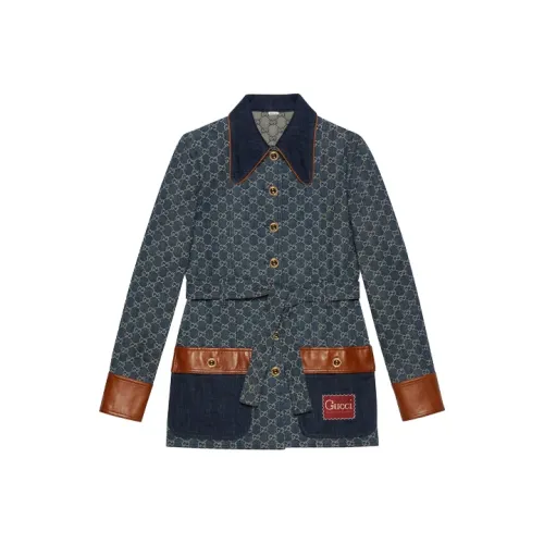 GUCCI Demin Denim Jacket Women's Dark Blue