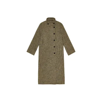 GANNI Woollen Checkered Coat Women's Brown