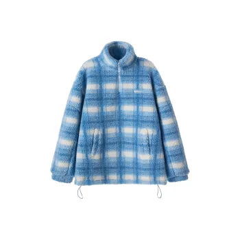 SOLP Plaid Stand Collar Loose Fit Thickened Puffer Jacket Unisex Blue