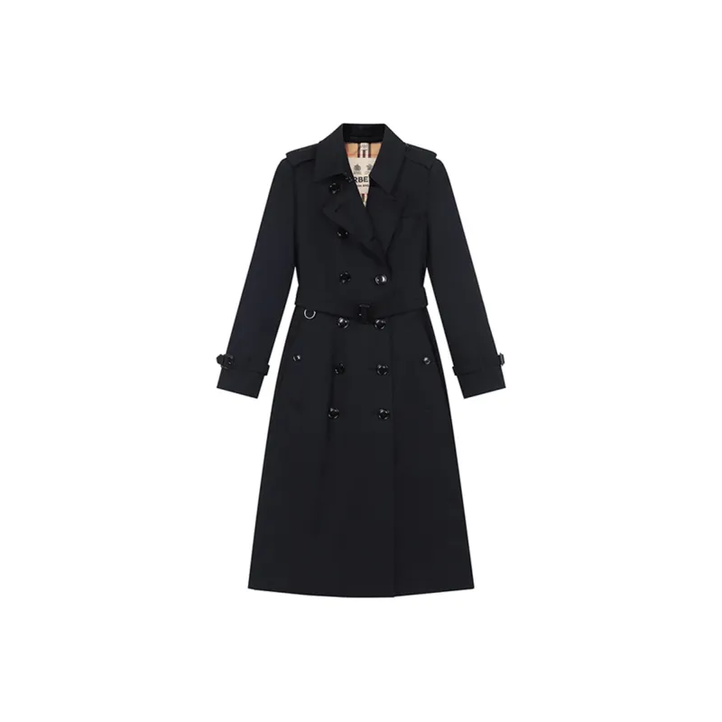 Burberry Trench Coats Women's Navy Blue-0