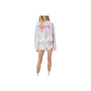 MARDI MERCREDI SS25 SWEATSHIRT TRIPLE FLOWER_OATMEAL PINK Sweatshirt Korean Style Women's Oatmeal Pink