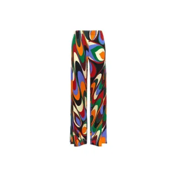 EMILIO PUCCI Onde-print Satin Palazzo Trousers