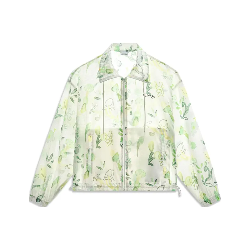 LiNing Chinese Culture Series Trench Coat Women's Yellow Green All Over Print-0