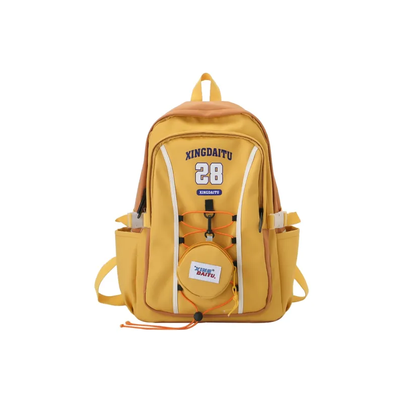 AIBAG Nylon Laptop Bag Backpack Unisex Ecru/Black Yellow/Pink-12