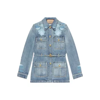 GUCCI Fw22 Tanabata Series Denim Jackets Women's Blue
