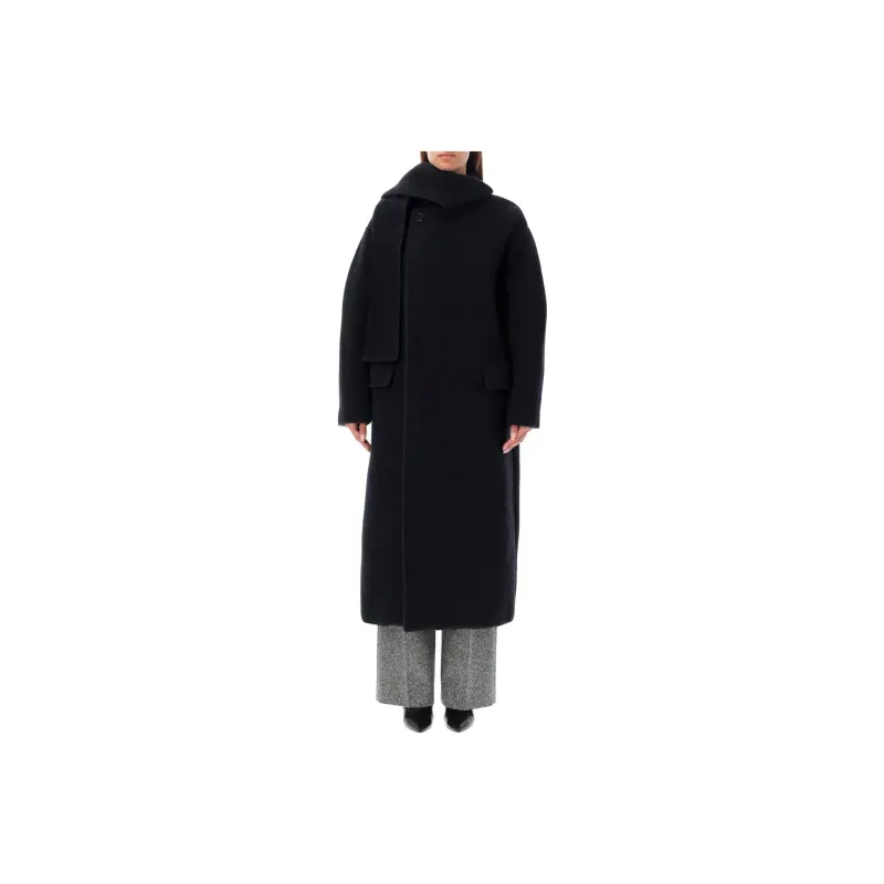 MSGM Scarfed Embellished Long Coat-0