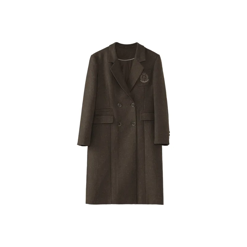 Fstudio Han Style Elegance Maillard Style Loose Fit Minimalist Style Business Suit Coat Women's Brown-0