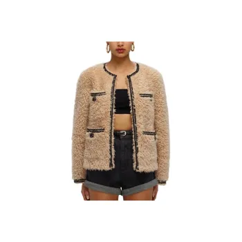 Self portrait Cropped Coats Women's Light Camel