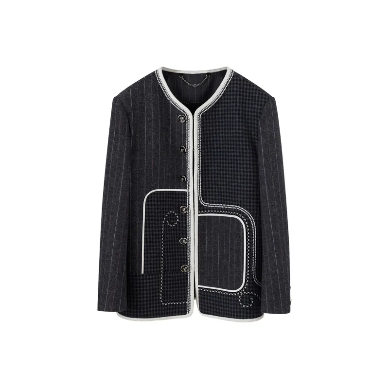 NancyCavally Cropped Coats Women's Gray-0