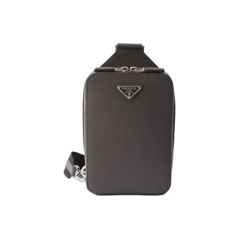 PRADA Saffiano Cow Leather Sling Bag Men's Gray-1