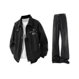 Clothing Sets[Black Jacket+Black Jeans]