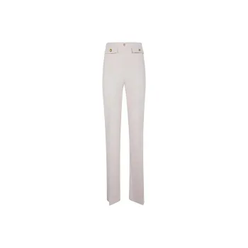 Elisabetta Franchi Logo Rivet Stretch Crepe Palazzo Trousers