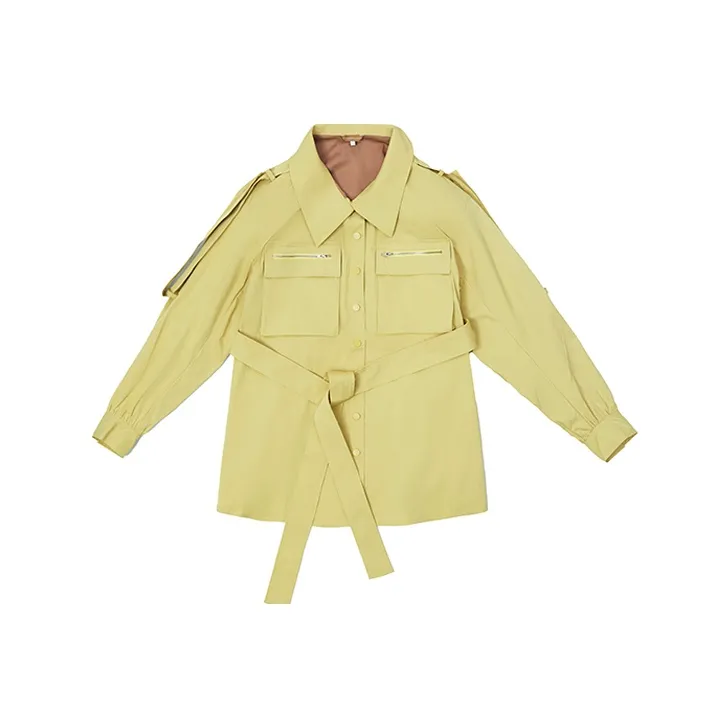 D. MARTINA QUEEN Trench Coats Women's Neon Yellow-0