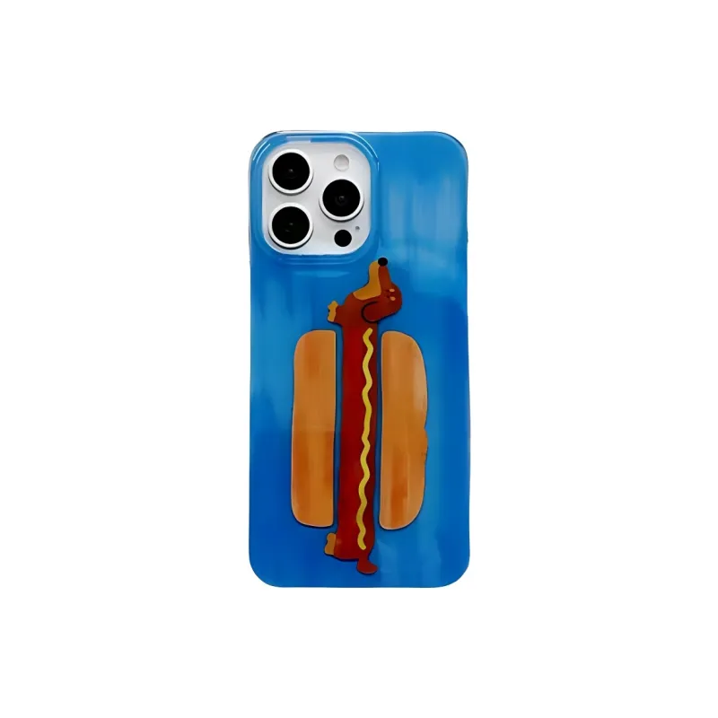 Sopi Acrylic Material Horizontal Hot Dog Dachshund Phone Cases Compatible With IPhone 16/15 Pro Max/Apple 13/14 Pro/Max-1