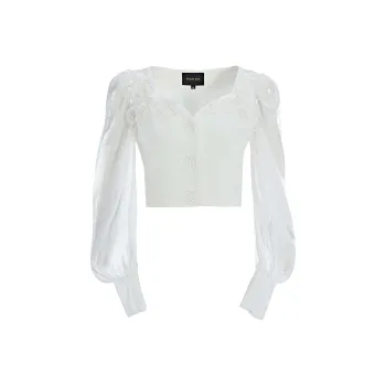 Marie Elie Cropped Coats Women's White