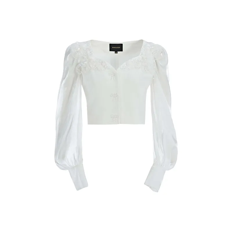 Marie Elie Cropped Coats Women's White-0