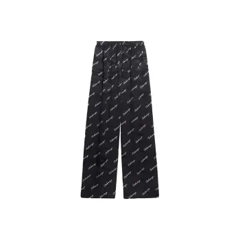Balenciaga Oblique Logo Silk Trousers 'Black/White'