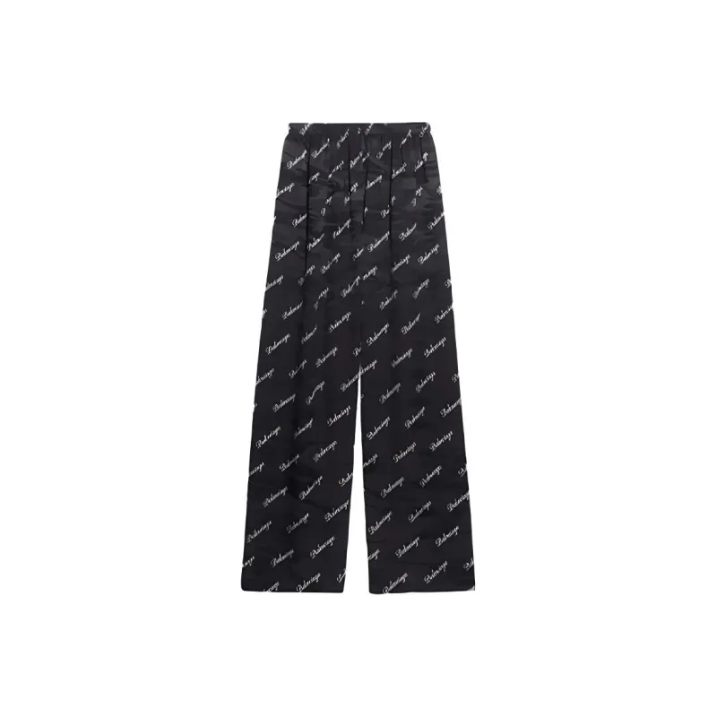 Balenciaga Oblique Logo Silk Trousers 'Black/White'-0