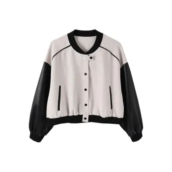 Jinggu Baseball Jacket Women's Apricot & Black