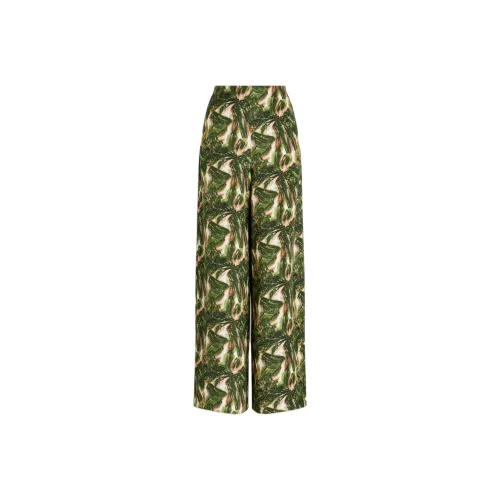 SCANLAN THEODORE Italian Printed Linen Trouser Casual Pants Women's Khaki/Khaki
