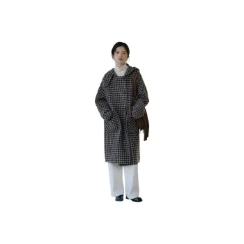 BLUEerror Coats Women's Coffee Brown Houndstooth