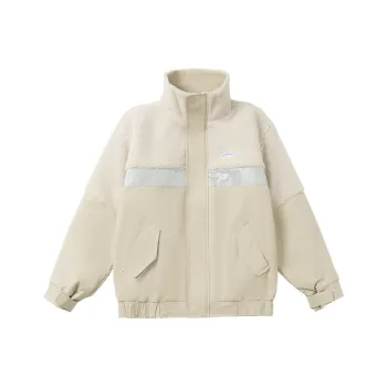 TURN SIGNAL Colorblock Stand Collar Loose Fit Moderate Puffer Jacket Women's Ecru