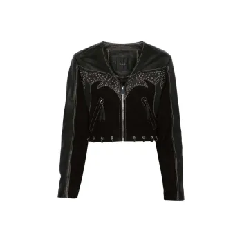 PINKO Eyelet detailed Leather Jacket