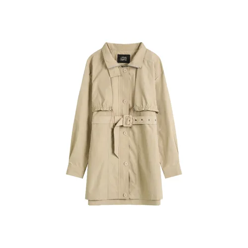 ELF SACK Cropped Coats Women's Wandering Khaki