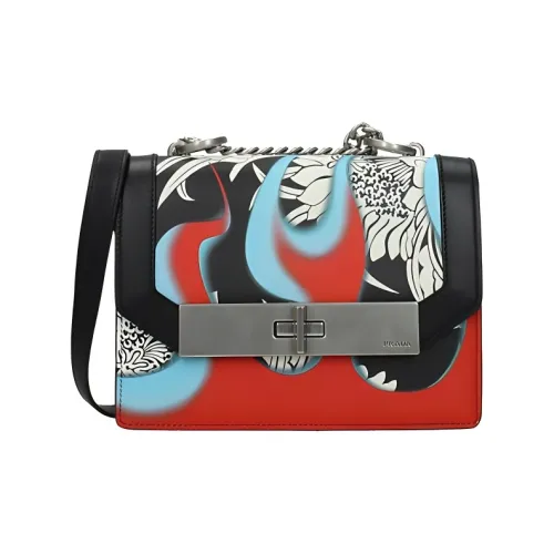 PRADA Leather Shoulder Bag Women's Multicolor