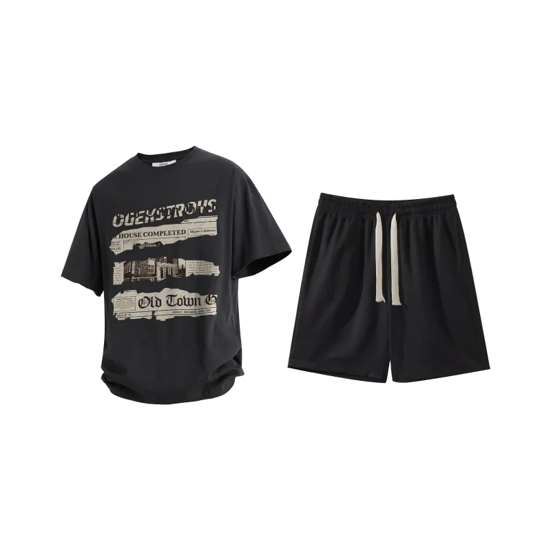 OGEK Casual Sportswear Unisex Black+Black Shorts-0