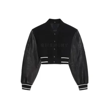 Givenchy Cropped Varsity With Leather Sleeves 'Black/White'