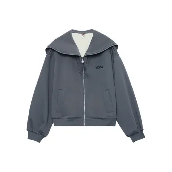 MUGUOGUOMU Cropped Coats Women's Dark Gray