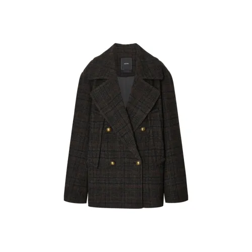 MO&CO Coats Women's Brown Plaid