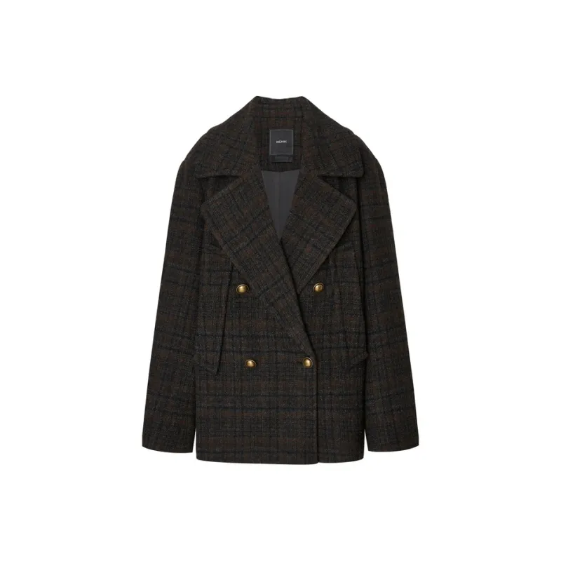 MO&CO Coats Women's Brown Plaid-0