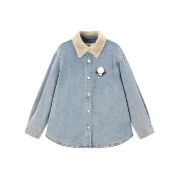 LEDIN x XIAOYANGXIAOEN,LIANMINGKUAN Denim Jacket Women's Faded Denim Blue
