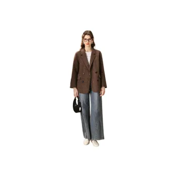 FENHONGMALI Business Suit Women's Houndstooth Coffee Pattern