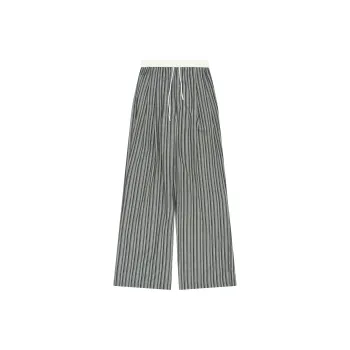 FAIRFAFO Casual Pants Women's Gray Black Stripes