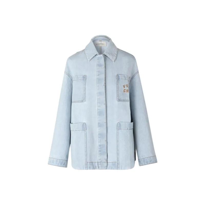 III VIVINIKO Denim Jacket Women's Light Blue-0