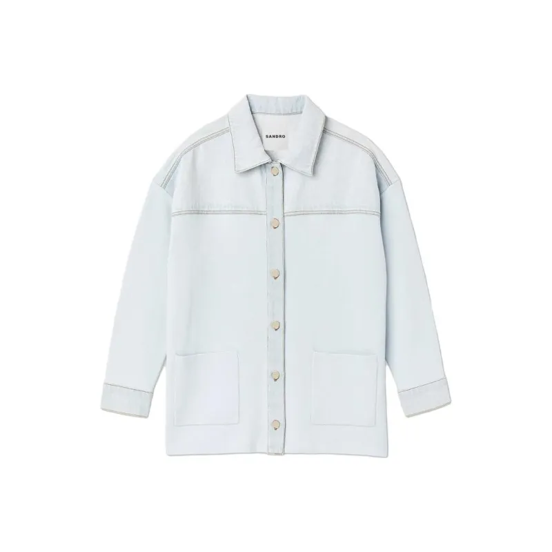 Sandro Denim Jackets Women's Sky Blue-0