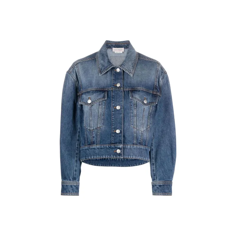 Alexander McQueen Cropped Denim Jacket-0