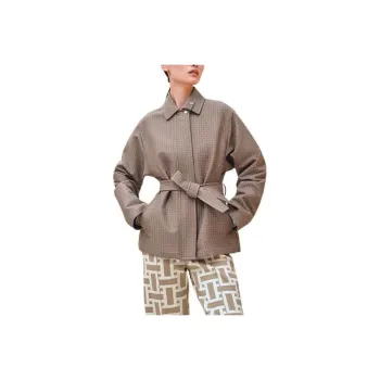 HERMES Coats Women's Elephant Gray