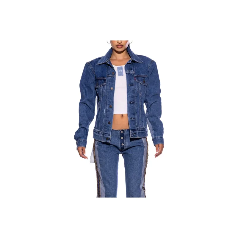 SAMI MIRO VINTAGE PORTERHOUSE TRUCKER JACKET IN DENIM Denim Jacket Women's Vintage Blue-0