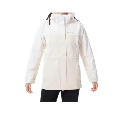 Columbia Outdoor Hiking Waterproof And Windproof To Keep Warm Windbreaker Jacket Women's White