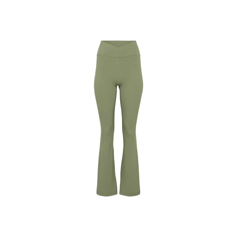 ARITZIA Golden BUTTER Crossover Flare Hi-Rise Legging Casual Pants Women's Ravine Green-0