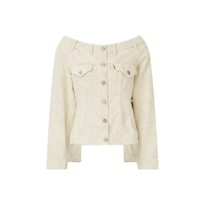 Levis X GANNI Denim Jackets Women's Ecru-0