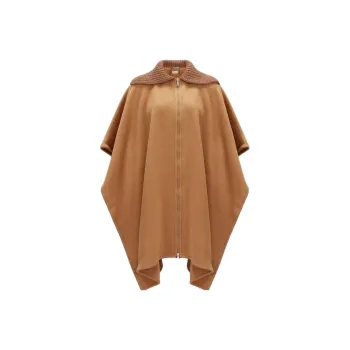 Moncler Ribbed collar Wool Cape Coat