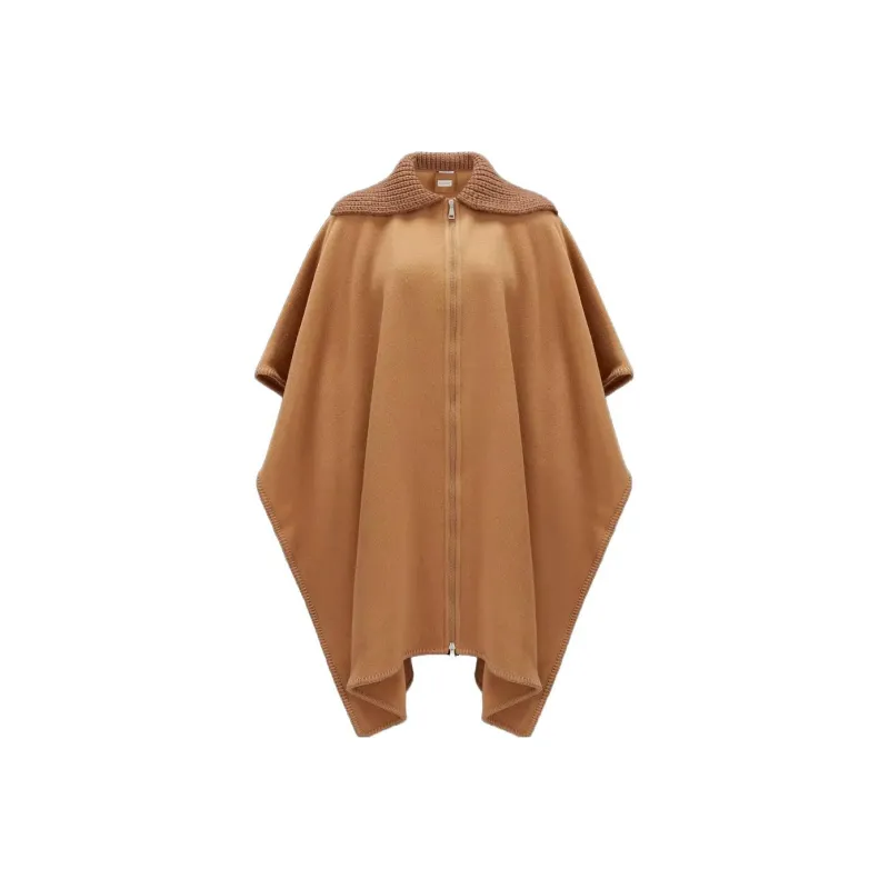 Moncler Ribbed collar Wool Cape Coat-0
