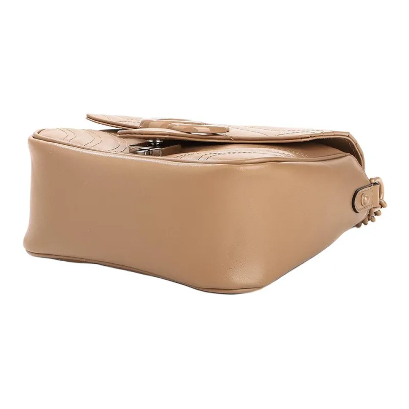 GUCCI Calfskin Shoulder Bag Women's Beige-4