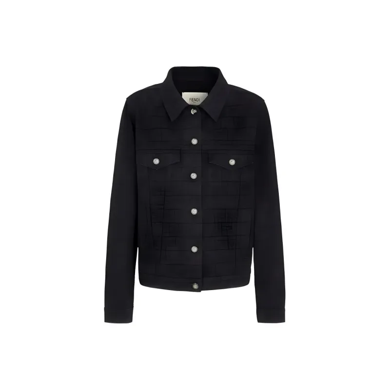 FENDI Logo Detailed Denim Jacket-0
